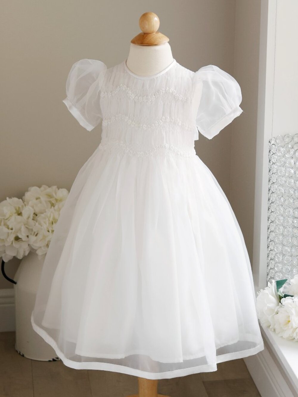 Strasburg Dress White Flower Girl Organza Ruched Size 2/3 Special Occasion RARE